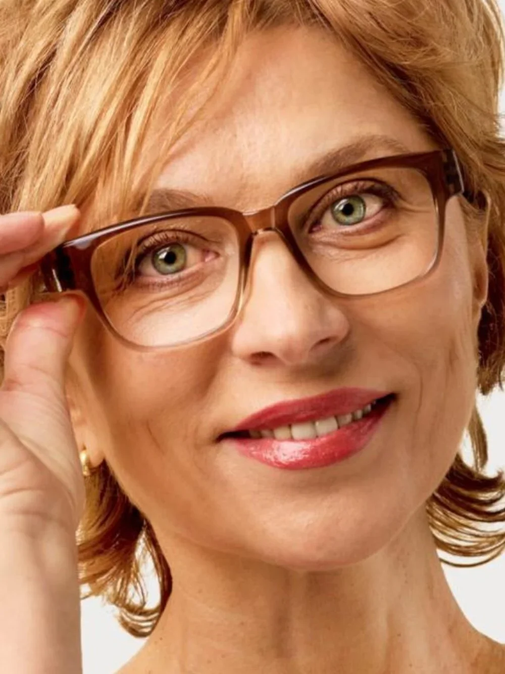 JOY MANGANO Tan Brown Gradient Crystal Wayfarer Blue-Light Reading Glasses +3.50
